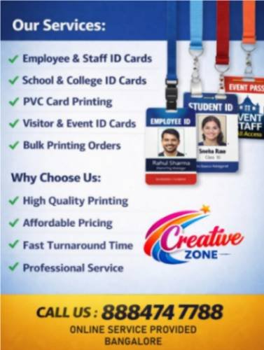 Employee ID Cards &Lanyards Printing |Contact Now Creative Zone |425 - Online Classified Ad Bangalore